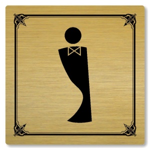 WC muži, 80x80mm, zlatá, Nebraska